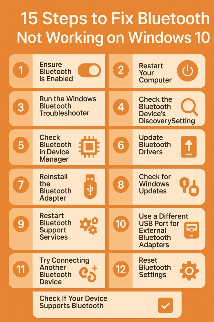 Steps to Fix Bluetooth Not Working on Windows 10