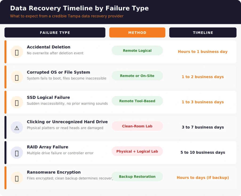 Data recovery timeline